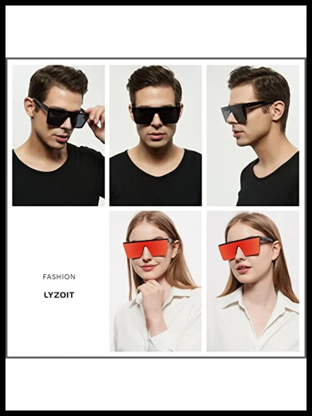 Oversized Square Sunglasses Women Men UV400 Flat Top Big Shades